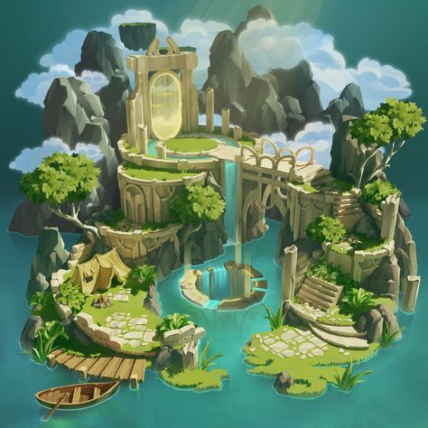 ArtStation - ISLAND Island Concept Art, Island Art, Tropical Island, Made By Me, Landscape Art, Concept Art, Art