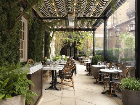 This outdoor terrace at the Bloomsbury Hotel looks like it will work well whatever the weather – it's covered and heated, and its good-looking interior go Outdoor Restaurant Patio, Terrace Restaurant, Restaurant Patio, Outdoor Cafe, Garden Cafe, Outdoor Restaurant, London Restaurants, Wallpaper Vintage, Outdoor Patio Decor