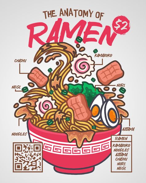 Embrace your inner gourmet with this fun ramen design!🍜😋 Ramen Tshirt Design, Old Japanese Poster, Ramen Poster Design, Fun Shirt Designs, Ramen Graphic Design, Graphic Design Korean, Chinese Ramen, Ramen Illustration, Ramen Design