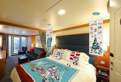 How to Order Disney Cruise Line Room Decor and Onboard Gifts Cruise Rooms Cabins, Disney Cruise Rooms, Disney Themed Bedrooms, Cruise Rooms, Disney Magic Cruise, Disney Merry Christmas, Disney Cruise Vacation, Disney Room Decor, Christmas Cruises