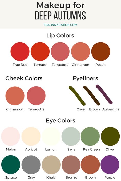 Deep Autumn Makeup Colors Warm Spring Makeup, Deep Autumn Makeup, Soft Autumn Makeup, Deep Autumn Palette, Autumn Color Palette Fashion, Winter Make Up, Soft Autumn Palette, Deep Autumn Color Palette, Soft Autumn Color Palette