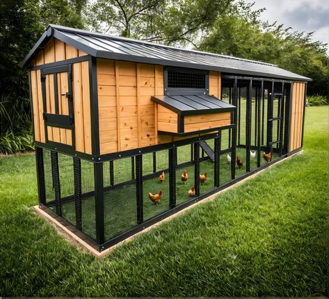 16-20 Chicken Some customizations have been made in this coop, you can make these customizations too. After purchasing the product, you can make customizations as you wish, as you will have the whole plan in your hands. Enhance your backyard with the Modern Enclosed Chicken Coop, designed to provide a safe and comfortable living space for your feathered friends. Designed to withstand all loads from wind and snow, along with a modern design that integrates seamlessly into any outdoor environment. Coop Run, Backyard Chicken Coop, Chicken Coop Garden, Chicken Coup, Backyard Chicken Coop Plans, Chicken Coop Run, Backyard Chicken Farming, Coop Design, Chicken Coop Designs