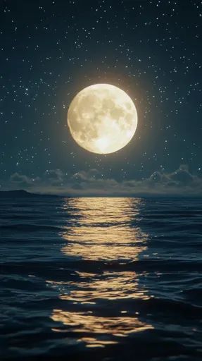 ↑↑↑ Larger size on website 🔸 A large, full moon shines brightly in the night sky, illuminating a vast, dark ocean with its soft, Moonlight On Ocean, Night Ocean Painting, Moonlight On Water, Clear Night Sky, Dark Ocean, Moon Photo, Ocean At Night, Twinkling Stars, Drawing Exercises