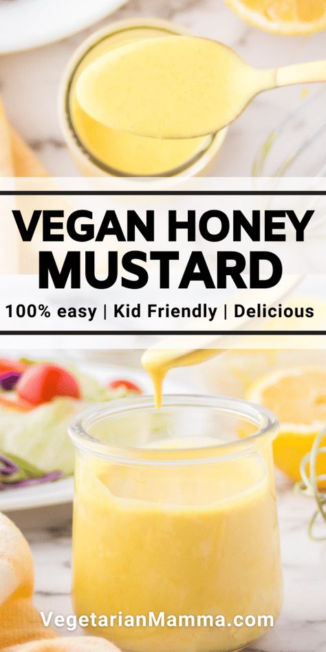 Vegan Honey Mustard Dressing, Vegan Honey Mustard, Vegan Dressings, Oil Free Salad Dressing, Vegan Honey, Honey Mustard Dip, Simple Salads, Honey Mustard Recipes, Vegan Salad Dressing