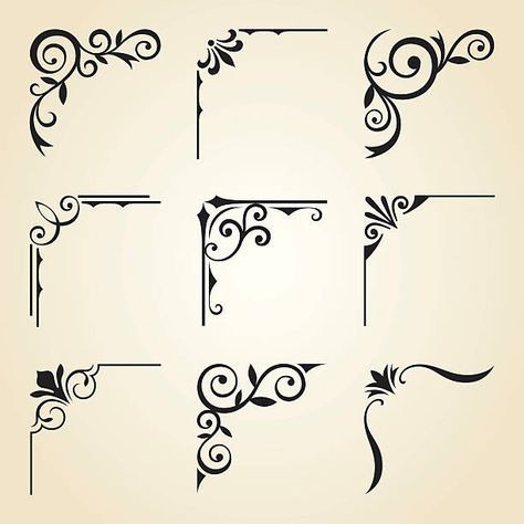 Corner Embellishment Drawing, Painting Borders Designs, Decorative Corner, Corner Borders, Flourish Design, Frame Border Design, Page Borders Design, Drawing Frames, Borders And Frames