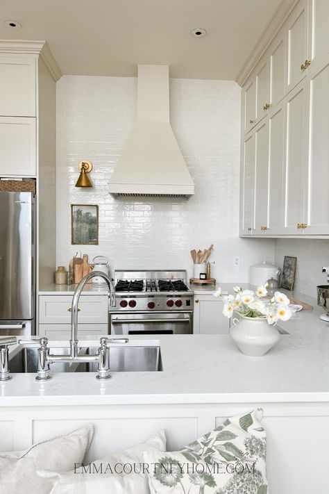 Choosing a Breakfast Nook over a Peninsula | Emma Courtney Home Kitchen Cabinets Benjamin Moore, Cream Colored Kitchen Cabinets, Cream Kitchen Cabinets, Design My Kitchen, Cream Kitchen, Ikea Kitchen Cabinets, Kitchen Planner, Timeless Kitchen, Ikea Cabinets