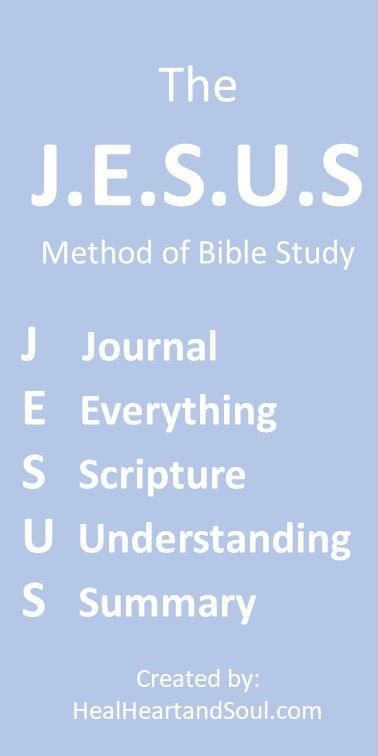 JESUS Bible Study method - acronym Acronym Words, Heal Heart, Verses About Fear, Bible Study Method, Life Application Study Bible, Bible Study Template, Study Method, Revelation Bible, Bible Study Methods