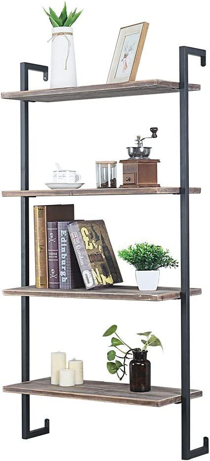 Wood Book Shelves, Wood Shelves Wall, Floating Wood Shelves, Distressed Decor, Wall Shelves Bedroom, Wall Shelf Unit, Open Bookshelves, Shelves Wall, Wood Wall Shelf