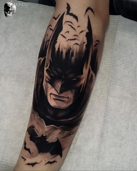 The Batman Tattoo 2022, Wolverine Tattoo Animal, Calvin Tattoo, Batman And Joker Tattoo, 007 Tattoo, Batman Tattoo For Men, Venom Tattoo Ideas, Batman Tattoo Design, Batman Tattoo Ideas