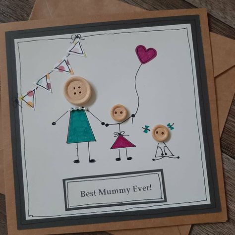 Happy Mother's Day Card By Kids, Mother's Day Card Ideas For Kids, Gift For Mummy Birthday, Parents Day Card Ideas Creative, Happy Children's Day Gift, Mother Day Cards For Kids, Grandmother Birthday Cards, Button Cards Ideas, Florence Activities