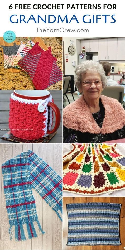 Crochet Hat For Grandma, Crochet Gift For Grandma, Crochet Gifts For Grandma, Crochet Grandma, Mug Cozy, Granny Square Blanket, Afghan Patterns, Grandmother Gifts, Grandma Gift