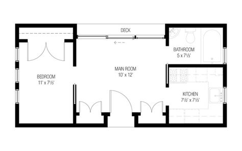 Plan 915-17 - Houseplans.com Backyard Casita, Bunkie Plans, 12x24 Tiny House, Diy Tiny House Plans, Tumbleweed Tiny Homes, Tiny House Company, Diy Tiny House, Tiny House Layout, Modern Style House Plans