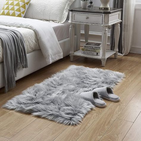 HEQUN Faux Fur Rug , Fluffy Rug, Shaggy Rugs ,Faux Sheepskin Rugs Floor Carpet for Bedrooms Living Room Kids Rooms Decor (Grey, 60 X 90 CM Square) Rug Fluffy, Faux Fur Area Rug, Faux Sheepskin Rug, Fur Carpet, Sheepskin Rugs, Faux Fur Rug, Fur Rug, Plush Carpet, Fluffy Rug