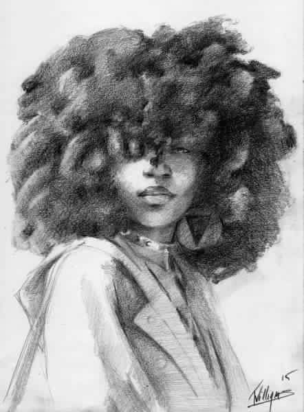 Black girl drawing A Drawing, A Black, Curly Hair, A Woman, Black And White, Hair, White, Black, Art