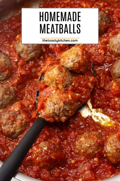 Homemade meatballs recipe by The Toasty Kitchen. These homemade meatballs are prepared with simple ingredients and make dinnertime a breeze. Serve with your favorite pasta and sauce for a satisfying meal! #homemademeatballs #meatballs #beefmeatballs #dinner #dinnerideas Amish Meatballs, Easy Meatball Recipes 3 Ingredients, Home Made Meatballs Easy, Homemade Meatballs And Gravy, Kids Meatball Recipe, Homemade Meatballs Crockpot, Easy Meatball Recipes, Homestyle Meatballs, Basic Meatball Recipe