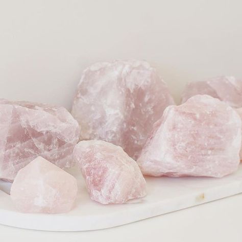 #crystals #selfcare #home #rosequartz  Love Boulders 💕 ✨Love ✨Compassion  ✨Kindness  ✨Tenderness  Rose Quartz is the most loveable addition to a person or their home.  Bringing peaceful, calming, stress reducing and healing properties into your life. Another must have for the crystal beginner. Crystals Meditation, Magic Ritual, Rough Rose Quartz, Zen Gifts, Loving Energy, Crystal Aesthetic, Raw Rose Quartz, Spiritual Crystals, Pretty Rocks