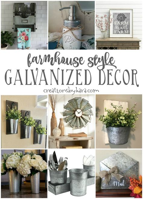 Galvanized Metal Decor, Diy Farmhouse Ideas, Galvanized Decor, Farmhouse Decor On A Budget, Green House Design, House Image, Black Craft, Farmhouse Decor Kitchen, Latest House Designs