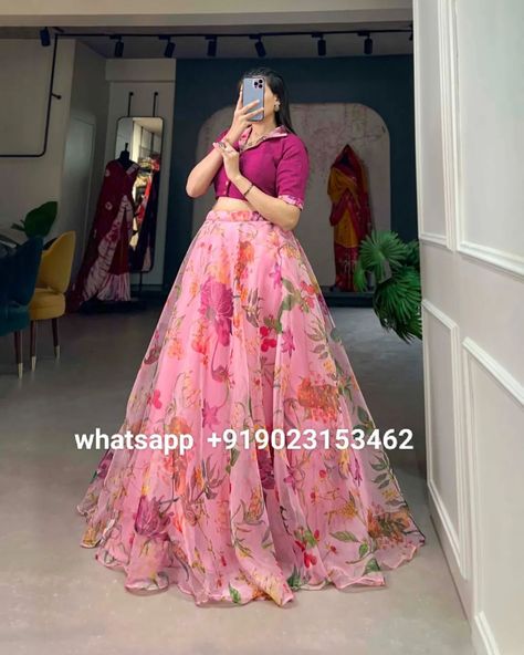 Price: 2299/-❣️ whatsapp us on +919023153462✔️ Organza Floral Print Party Wear Stylish Crop Top Lehenga #OrganzaLehenga #FloralPrint #CropTopLehenga #PartyWearLehenga #StylishLehenga #FloralFashion #DesignerLehenga #FashionForParties #LehengaDesign #OrganzaFashion #PartyOutfit #ChicLehenga #EthnicWear #LehengaStyle #FloralPrintFashion #EveningWear #LehengaCholi #FashionInspiration #OrganzaElegance #PartyGlam #StylishFashion #FloralChic #DesignerWear #GlamorousLehenga #FashionTrends #CropTopS... Organza Crop Top Lehenga, Croptop Lehenga Designs, Floral Organza Lehenga, Organza Frocks, Lehenga Designs Latest, Organza Fashion, Top Lehenga, Simple Frock, Stylish Lehenga