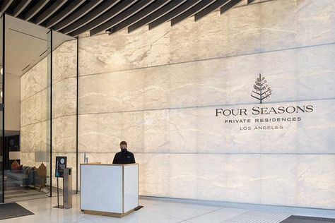 Backlit Onyx Interior + Exterior Lobby Walls | GPI Design Onyx Wall Design, Backlit Onyx Wall, Lobby Wall Design, Onyx Interior, Onyx Wall, Wall Cladding Designs, Exterior Entrance, Atrium Design, Donor Wall