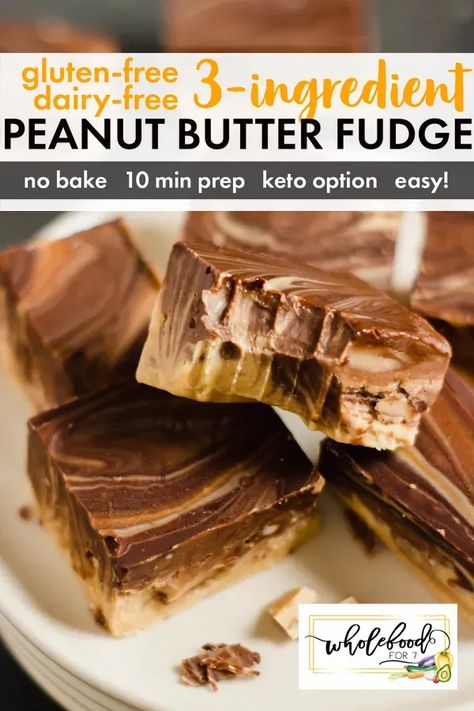 Gluten-free Dairy-free 3-Ingredient Peanut Butter Fudge - Keto option, 10 minutes to make!! Fudge Keto, Dairy Free Fudge, Gluten Free Fudge, Chocolate Caramel Cookies, Work Recipes, Keto Fudge, Food Eating, Keto Friendly Desserts, Butter Fudge