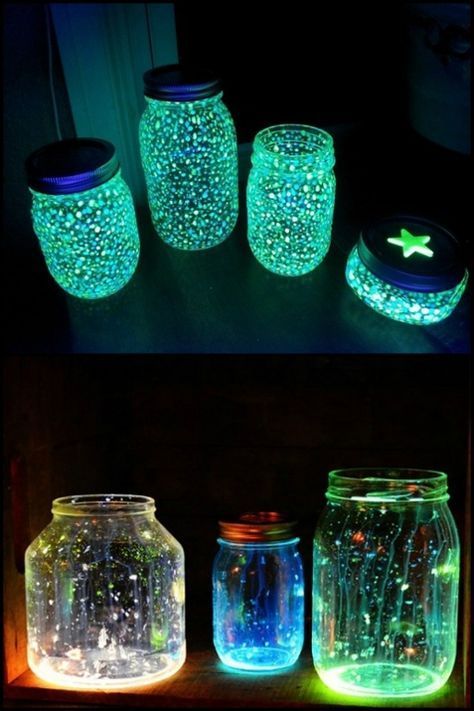 Glow In The Dark Jars, Party Ideas For Teen Girls, Glow Mason Jars, Glow Stick Jars, Diy Glow In The Dark, Glow Crafts, Glow Jars, Diy Glow, Glow Paint