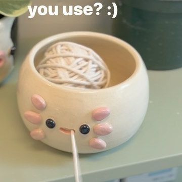 cotta ceramics on Instagram: "new wheel-thrown yarn bowls for this upcoming restock on August 22nd at 3pm PST! :)" Clay Yarn Bowls, Crochet Ceramic Bowl, Clay Knitting Bowl, Clay Diy Bowl, Ceramics On The Wheel, Cute Yarn Bowl, Ceramic Yarn Bowl Ideas, Pinch Pot Ideas Ceramics Animals, Air Dry Clay Yarn Bowl