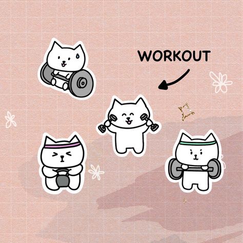 stickersaesthetic #plannerstickerscricut #ets Workout Stickers Printable, Gym Stickers Printable, Workout Doodles, Gym Doodles, Workout Drawings, Work Out Stickers, Habit Stickers, Workout Background, Exercise Stickers