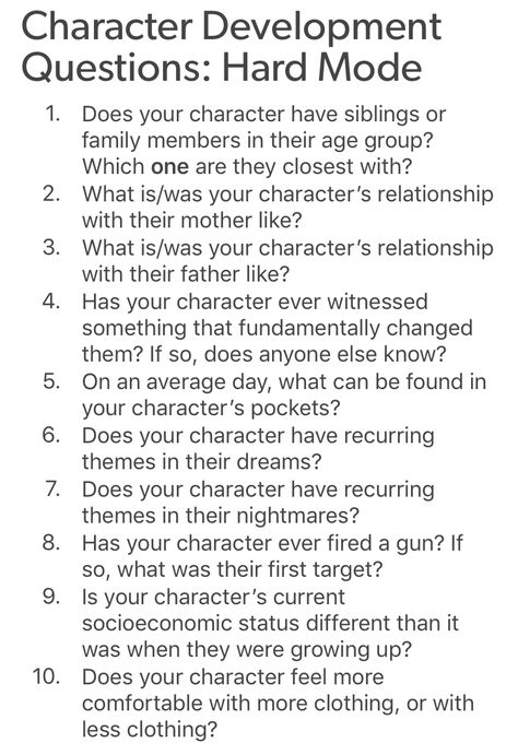 Character development questions part II https://character-creation-resources.tumblr.com/post/174065449202/character-development-questions-hard-mode Questions For Dnd Character, Questions About Characters, Writing Prompts Character Development, Character Development Tips, Book Character Development, Headcanons For Characters, Character Creation Prompts, Story Creation Ideas, How To Write Character Development