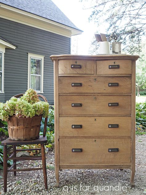 Natural Wood Refinished Furniture, Raw Cherry Wood, Natural Finish Dresser, Antiquing Wax On Raw Wood, Aged Wood Furniture, Raw Wood Finish Diy, Raw Pine Furniture, Pine Wood Dresser, Refinishing Solid Oak Dresser