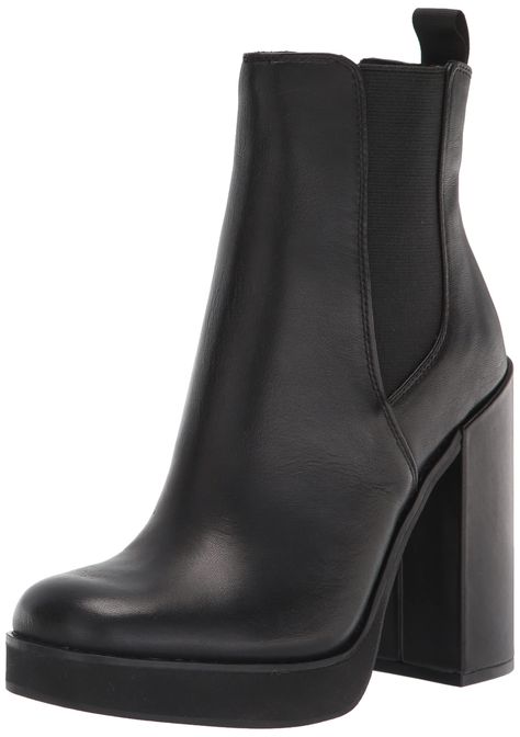 PRICES MAY VARY. Steve Madden Leather Upper Material Synthetic Lining and Sole Square Closed Toe Tall Block Heel Booties Outfit, Chelsea Ankle Boots, Slip On Boots, Cute Boots, Comfortable Boots, Ankle Bootie, Chelsea Boot, Boots Outfit, Steve Madden Shoes