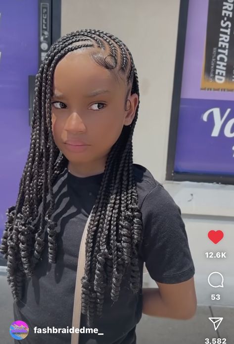 Cute And Easy Braided Hairstyles Black, Hair For Back To School Black Braids, Cute Hair With Braids, Cute Box Braids Ideas, Simple Braid Hairstyles For Kids, Cute Hairstyles For Back To School Black, Full Cornrow Hairstyles, Cornrows Ideas For Kids, Cute And Quick Hairstyles For School