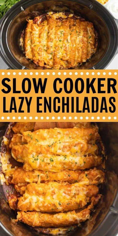 Enchiladas In The Crockpot, Mexican Food Recipes Crockpot Easy, Slow Cook Enchiladas Crock Pot, Enchilada Recipe Crockpot, Mexican Food Recipes Slow Cooker, Lazy Enchiladas Crockpot, Crockpot Enchiladas Chicken Easy Recipes, Crockpot Mexican Meals, Crockpot Cheese Enchiladas