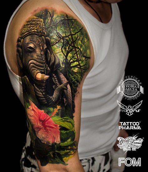 Evolution Tattoo, Jungle Tattoo, Elephant Jungle, Polynesian Tattoos, Snake Tattoo Design, Geometric Tattoos, Tatuaje A Color, Elephant Tattoo, Card Tattoo