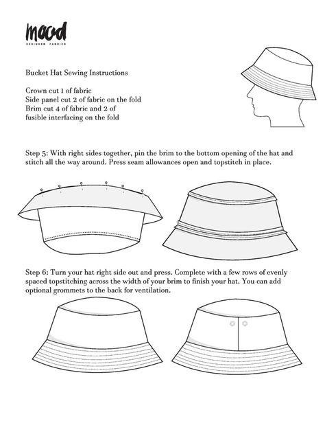 The Bucket Hat - Free Sewing Pattern - Mood Sewciety Free Bucket Hat Pattern, Bucket Hat Pattern Free, Bucket Hat With String, Hat Sewing Pattern, Hat Sewing, Hat Template, Bucket Hat Pattern, Traditional Festival, Sewing Hats