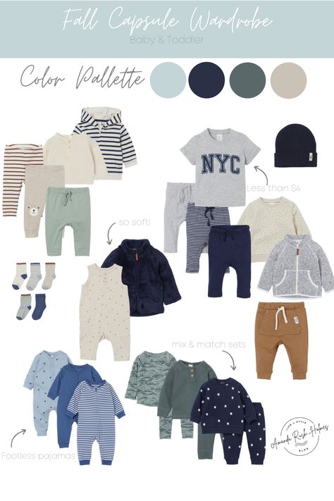 Gender Neutral Baby and Toddle Fall and Winter Capsule Wardrobe Baby Boy Capsule Wardrobe, Baby Winter Outfits Boy, Baby Capsule Wardrobe, Baby Boy Winter Clothes, Minimalist Baby Clothes, Baby Boy Winter Outfits, Fall Winter Capsule Wardrobe, Boys Winter Clothes, Winter Baby Boy