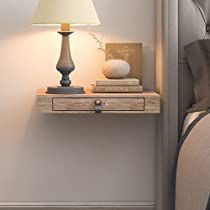 Check this out! Floating Bedside Tables Bedroom, Floating Shelf Side Table, Bedroom Floating Bedside Table, No Room For Bedside Table, Wall Lamp With Shelf, Floating Shelves As Nightstand, Floating Shelves Beside Bed, Floating Nightstand Shelf, Wall Mount Bedside Table