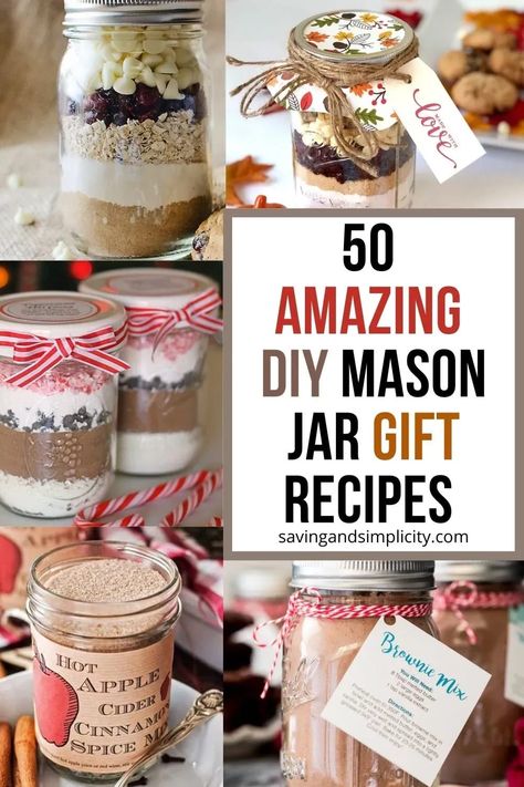 Discover 50 amazing mason jar recipes you can gift all year. DIY gifts in a gar. Cookie recipes in a mason jar, hot cocoa mix in a mason jar and so much more. Mason jar gifts including baking mixes in a jar, meals in a jar, soup mixes in a jar and other amazing mason jar crafts prefect for holiday gift giving. Christmas Crafts To Sell Make Money Mason Jars, Pint Size Mason Jar Gifts Christmas, Dips In A Jar Gifts, Hot Cocoa Jars Gift, Homemade Muffin Mix In A Jar, Dry Cake Mix Recipe In A Jar, Pint Mason Jar Cookie Mix Recipe, Cocoa In A Jar Gift, Soup Kits In A Jar