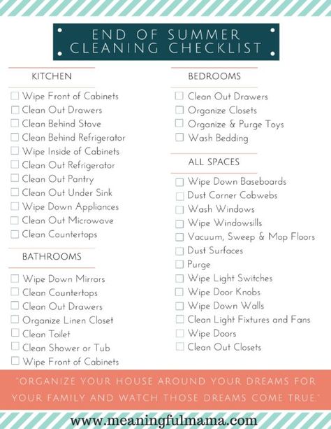 End of Summer Cleaning Checklist - A great resource for end of summer or fall cleaning and organization. #ad #CleanStart Summer Cleaning Checklist, Fall Cleaning Checklist, Cleaning And Organization, Household Cleaning Schedule, Seasonal Cleaning, Summer Checklist, Check Lists, Deep Cleaning Checklist, Summer Cleaning