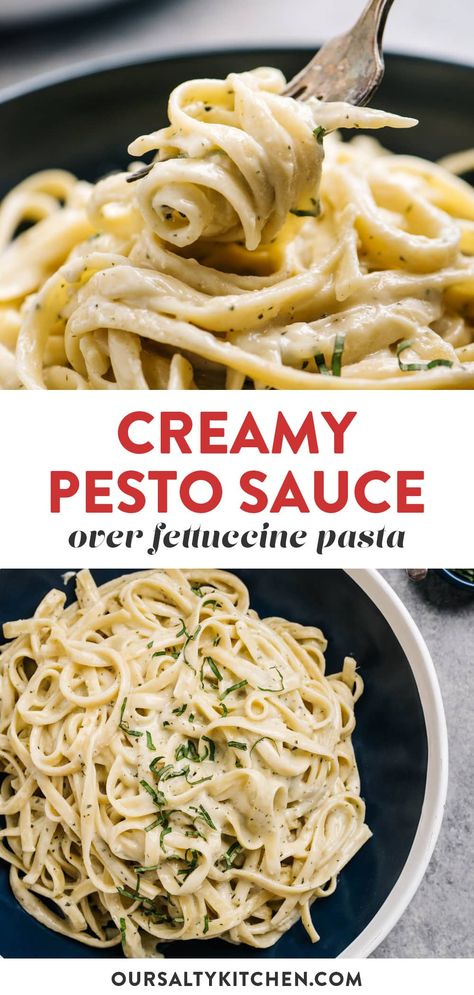 Italian White Sauce, Pesto Cream Sauce, Pesto Sauce Recipe, Pesto Sauce For Pasta, Easy Pasta Recipe, Creamy Pesto Pasta, Creamy Pesto Sauce, Cream Sauce Pasta, White Sauce Pasta