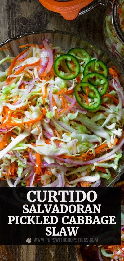 Papusa Recipe, Pickled Cabbage Slaw, Cabbage Slaw For Tacos, Slaw For Tacos, Curtido Recipe, Salad Recipes Vegan, Cabbage Tacos, Cabbage Slaw Recipes, Salvadoran Food