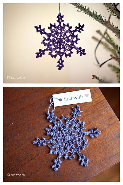 Snowflake Free Knitting Pattern Knitted Snowflakes, Knit Ornament Pattern, Knit Snowflake, Knit Gifts, Crochet Christmas Snowflakes, Christmas Knitting Projects, Knit Christmas Ornaments, Knitted Christmas Decorations, Knitted Toys Free Patterns