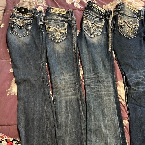 11 Pairs Of Jeans. All Great Condition. Worn Once Or Brand New. Style- Effie, Bootcut, Hudson Signature Bootcut, Missme Signature Boot. $65 Each Or $650 For All Vintage Bootcut Jeans Outfit, Missme Jeans Outfits, Rock Revival Jeans Outfit, Mexican Jeans, Cute Flare Jeans, Flaired Jeans, Walking Dead Clothes, Flare Outfit, Affliction Jeans