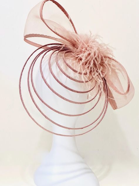 Dusty Rose Kentucky Derby Hat, Bow Fascinator, Big Bow Geometric Derby Hat, Wedding  Fascinator Hat, Feather Bow Modern Bow Fascinate Hat Bow Fascinator, Feather Fascinator, Hat Wedding, Mini Hats, Fascinator Headband, Feather Fascinators, Wedding Fascinators, Fascinator Hat, Kentucky Derby Hat