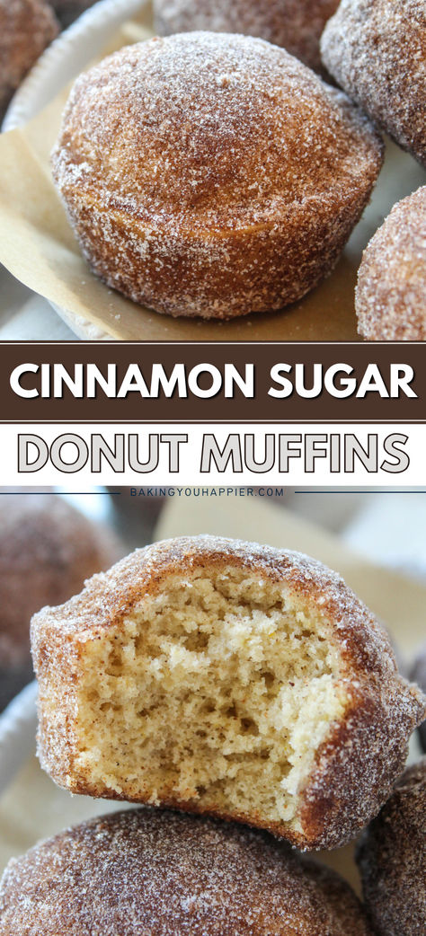 Cinnamon Sugar Donut Muffins, these taste exactly like a Cinnamon Sugar Donut! These ‘donuts’ are baked, not fried, and super easy to make! Easy Muffins Healthy, Cinnamon Sugar Donut Muffins, Cinnamon Sugar Desserts, Bread Items, Cinnamon Sugar Donut Holes, Cinnamon Sugar Muffins, Homemade Donut, Easy Granola Recipe, Breakfast Donuts