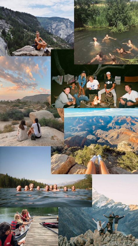 vision board for adventure with friends Adventure With Friends, Outside Aesthetic, Camp America, Hiking With Friends, Camping Set Up, Camping Aesthetic, Hiking Pictures, Adventure Aesthetic, Nature Hikes