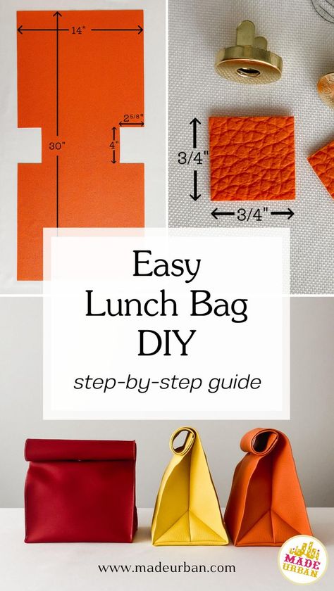 Learn how to make a simple water-resistant lunch bag with this easy DIY tutorial. It's a simple and fast bag to sew that may be perfect for you to add to your product line at craft shows. This project is perfect for beginners, and this tutorial will show you how to create a durable and stylish lunch bag. Follow our detailed instructions and start your DIY project today! To learn more about how to create a successful small business, join us at Made Urban! How To Make A Lunch Bag, How To Sew A Lunch Bag, Bread Bags Diy Sewing, Lunch Bag Sewing Pattern, Lunch Bag Diy, Lunch Bag Pattern, Lunch Bag Tutorials, Fabric Lunch Bag, Lunch Bags Pattern