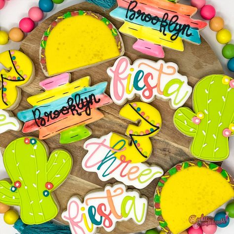 Fiesta Three Year Old, Three Esta Birthday Cookies, Three Year Old Fiesta Birthday, Third Bday Party Girl, Three Fiesta Birthday, Three Esta Birthday Cake, Three Year Old Party Theme, Three Esta Cookies, Fiesta 1st Birthday Party Girl