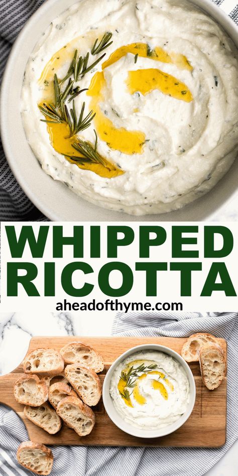 Whipped Ricotta Dip, Focaccia Recipes, Baked Spinach Dip, Bread Crackers, Ricotta Dip, Arugula Pasta, Whipped Ricotta, Caramelized Onion Dip, Ricotta Recipes