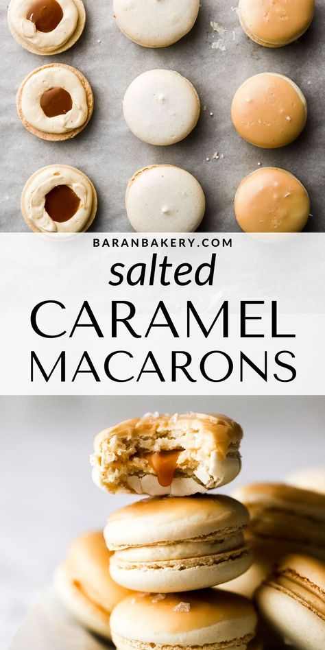 Salted Caramel Macarons, Caramel Macarons, Salted Caramels, Salty Caramel, French Cookies, Oreo Fudge, French Macaroons, Macaroon Recipes, Macaron Recipe