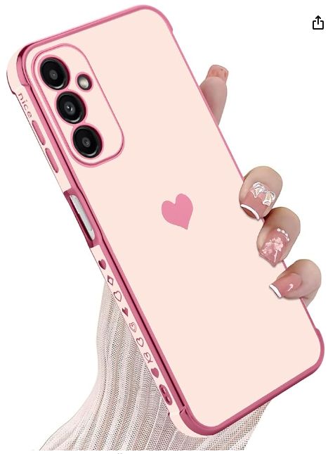 Plating Edge Cute Love Heart Soft TPU Bumper with 4 Corners Shockproof Protection Phone Case Cover for Galaxy A14 5G(Pink) Phone Cover Samsung, Samsung Phone Covers, Pink Mobile, Capas Samsung, Cute Love Heart, Pink Cases, Pink Phone Cases, Birthday List, Mobile Covers